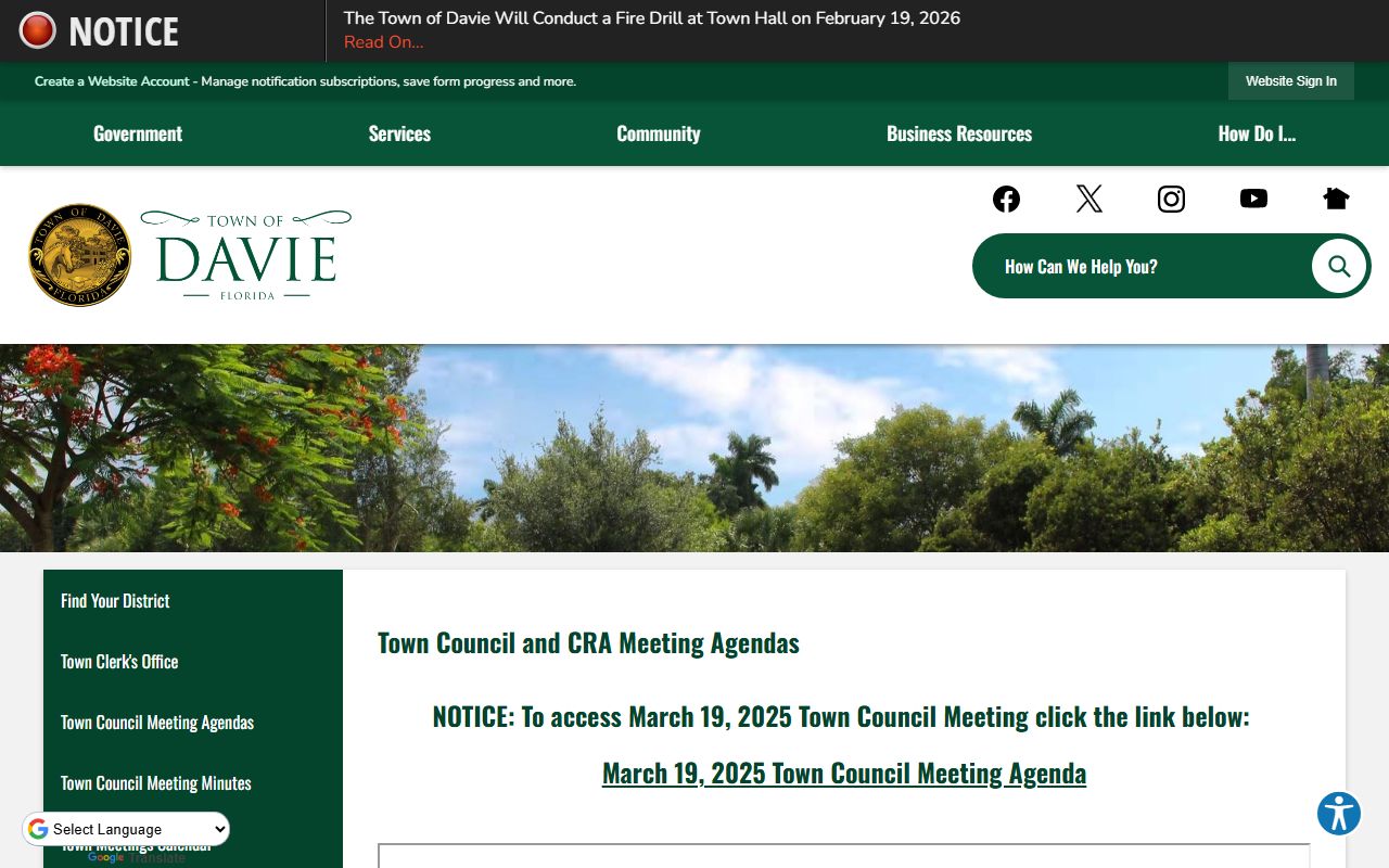 Davie Town Clerk public records portal for people search