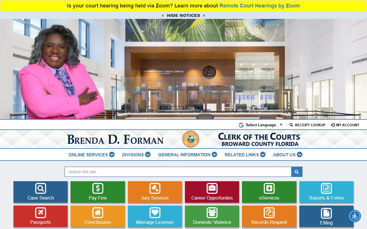 Broward County Clerk of Courts search portal in Fort Lauderdale