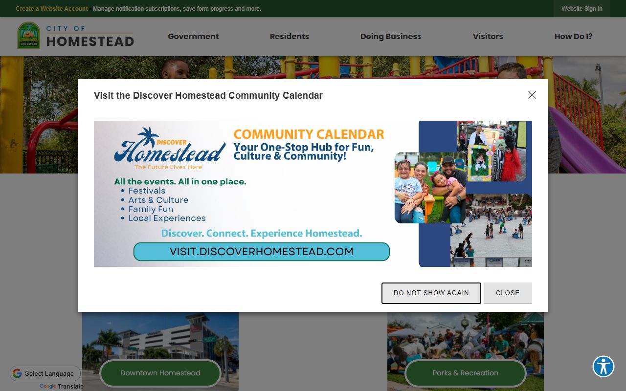 City of Homestead official website for people search