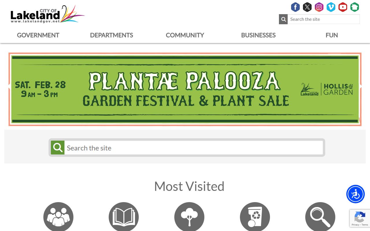 City of Lakeland official website homepage for public records access