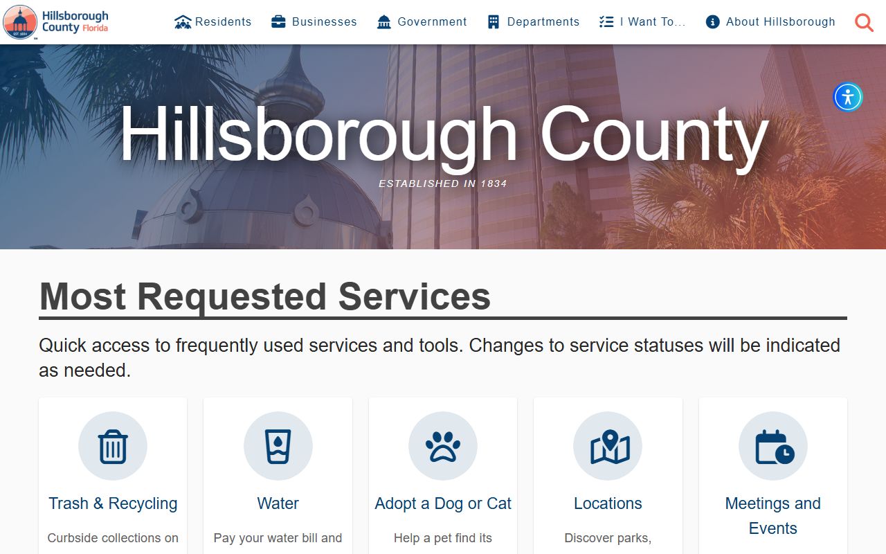 Hillsborough County official website serving Town n Country for people search