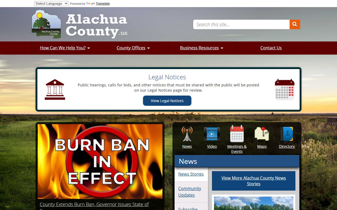Alachua County official government website for people search