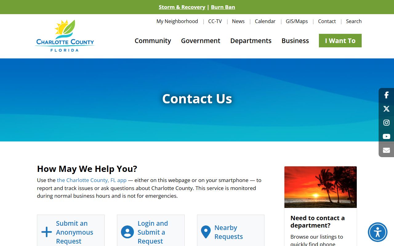 Charlotte County Florida official government website contact page for people search