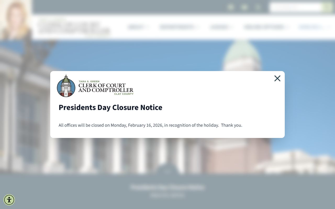 Clay County Clerk of Court website for people search and public records