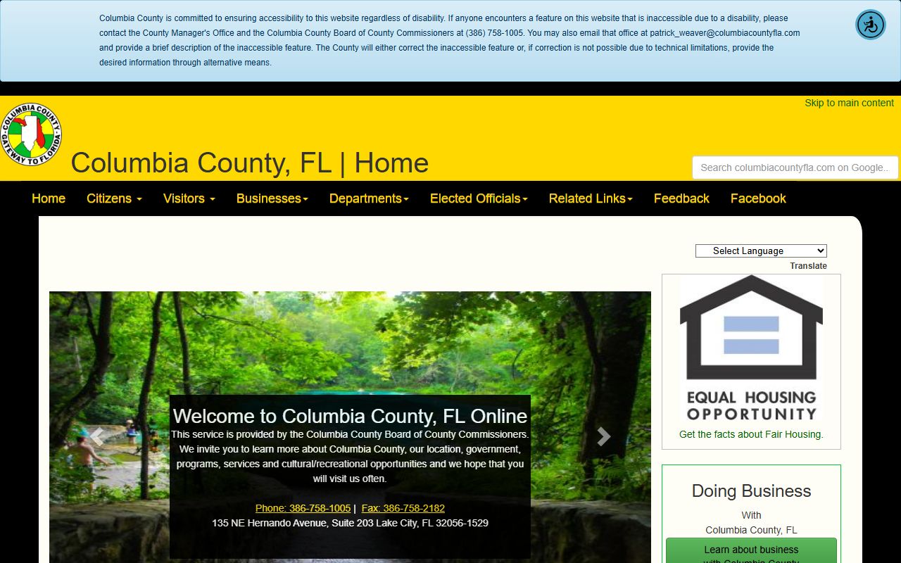 Columbia County Florida official government website for people search