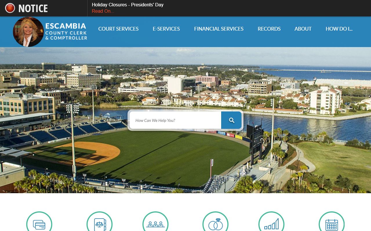 Escambia County Clerk of Court case search portal for people records