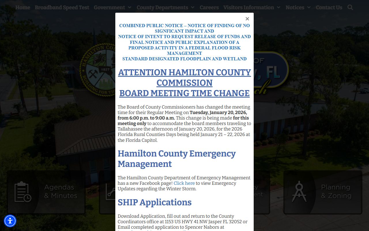 Hamilton County Florida official website for people search records