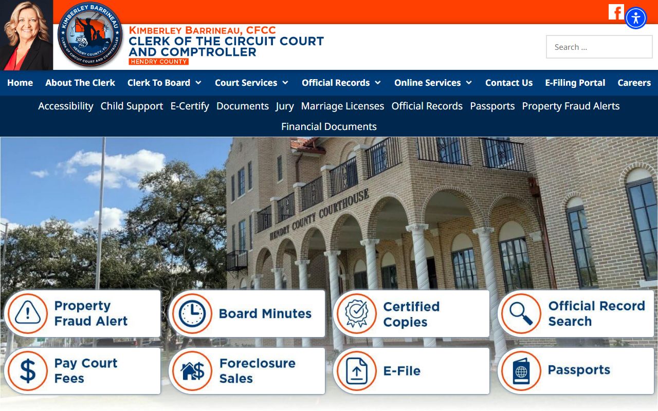 Hendry County Clerk of Courts website for court records and people search