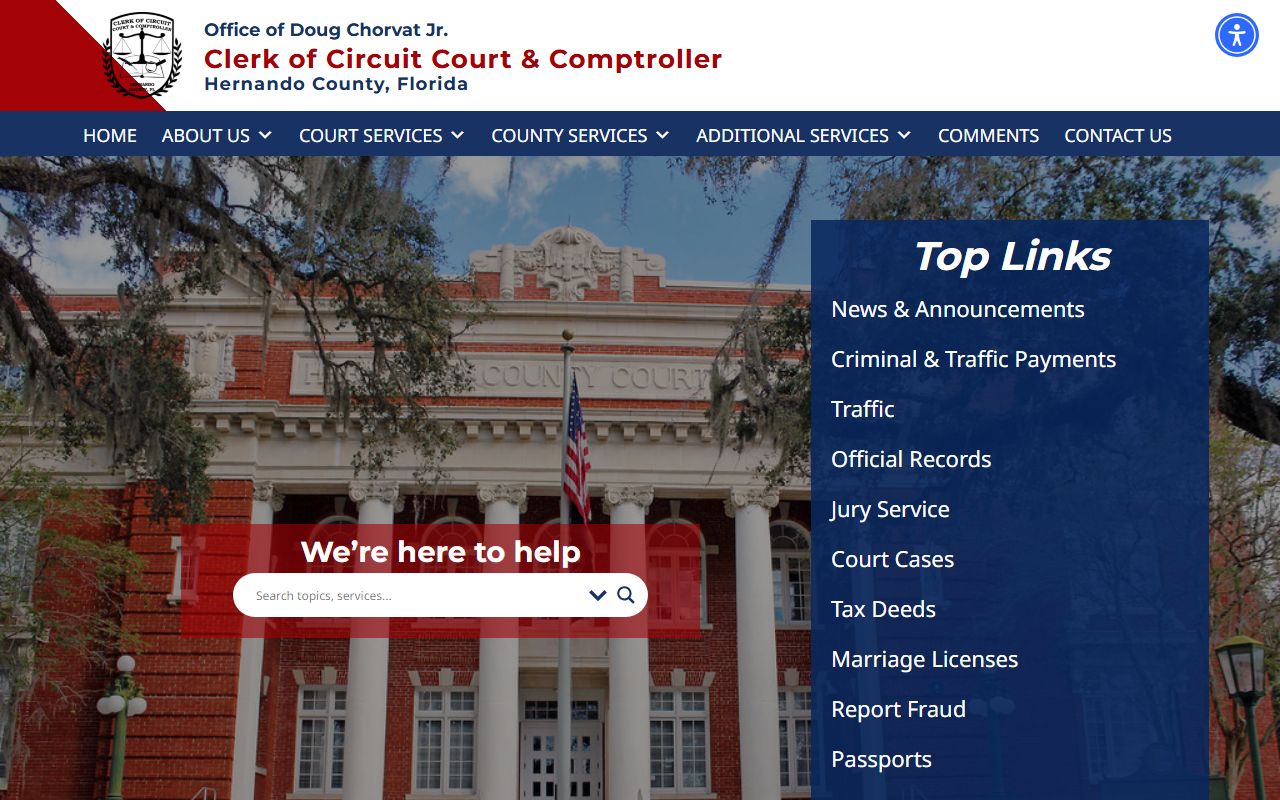 Hernando County Clerk of Court website for court records people search