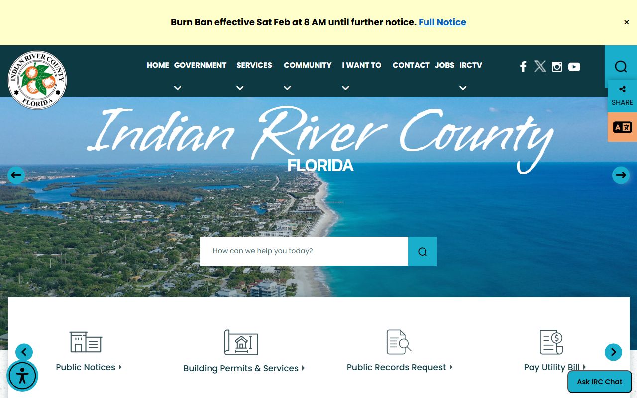 Indian River County official government website used for people search records access