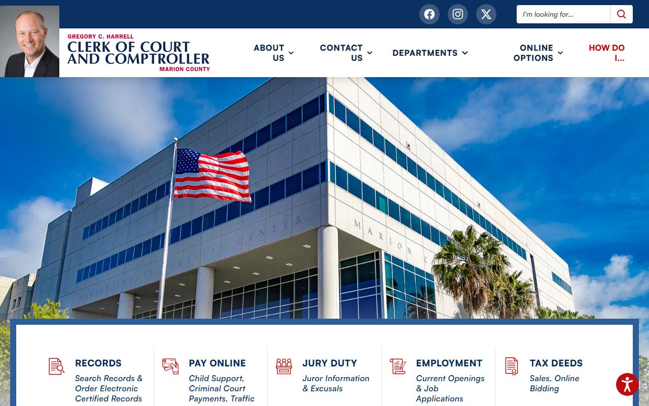 Marion County Clerk of Court website for people search records