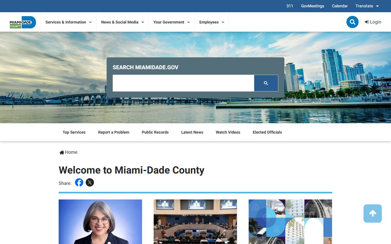 Miami-Dade County official government website homepage