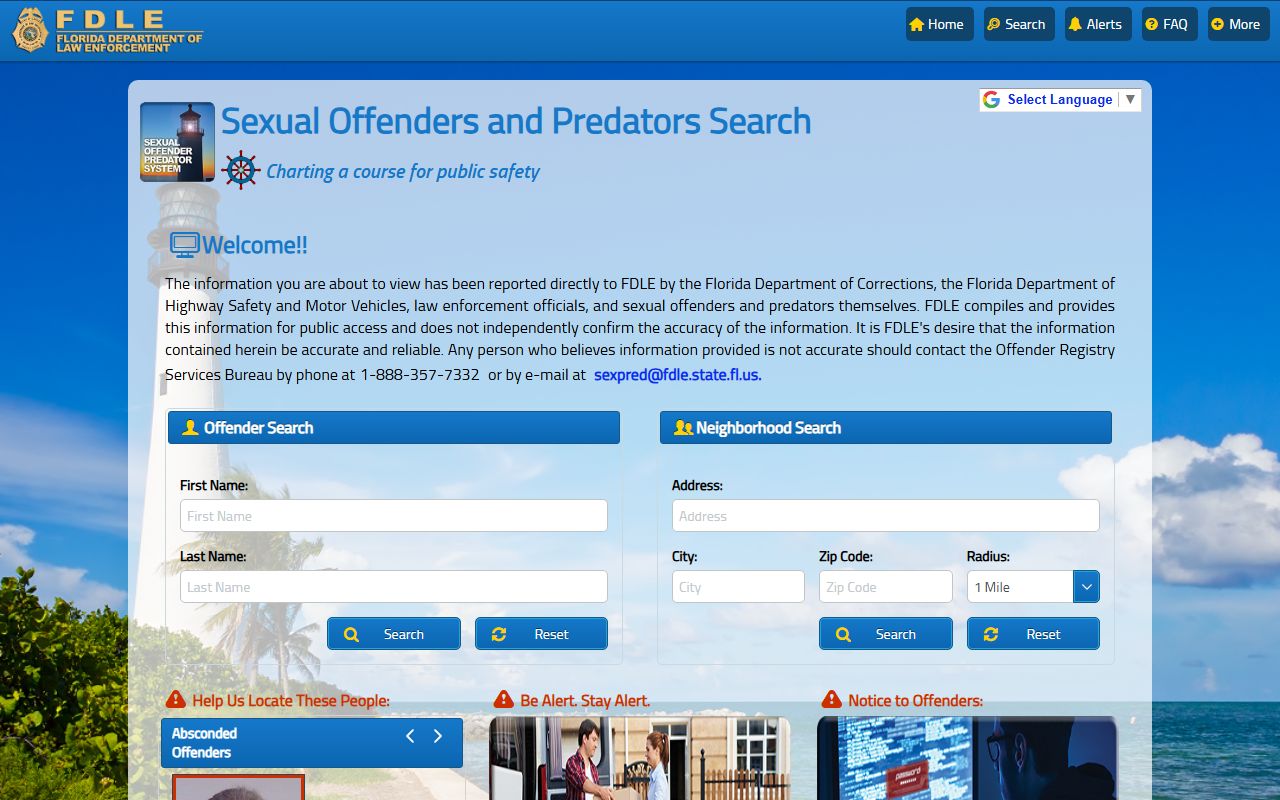 Florida people search sex offender registry database